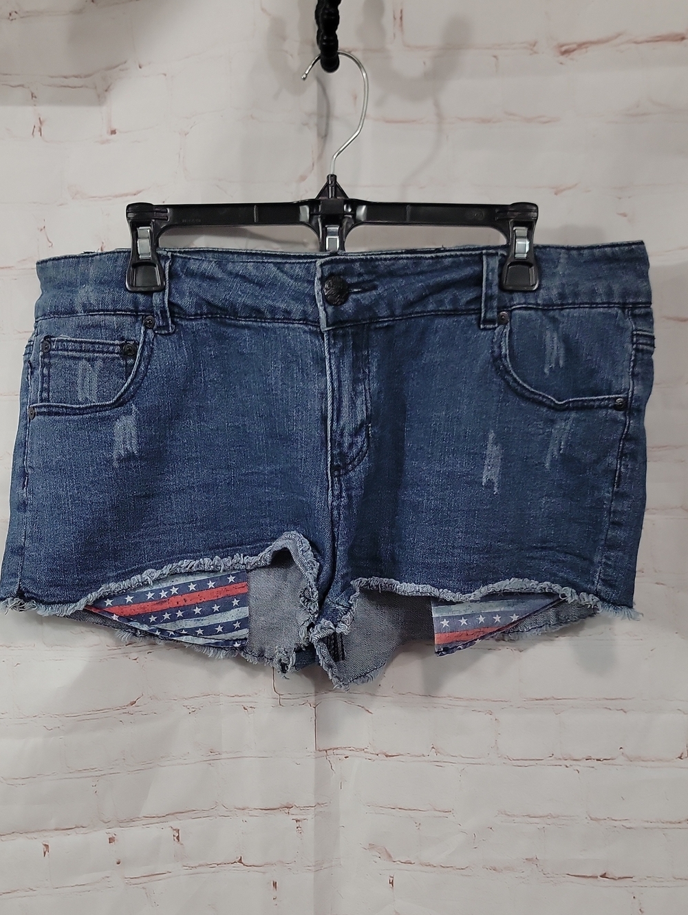 Celebrity Pink Distressed Dark Blue Denim Cutoff Shorts